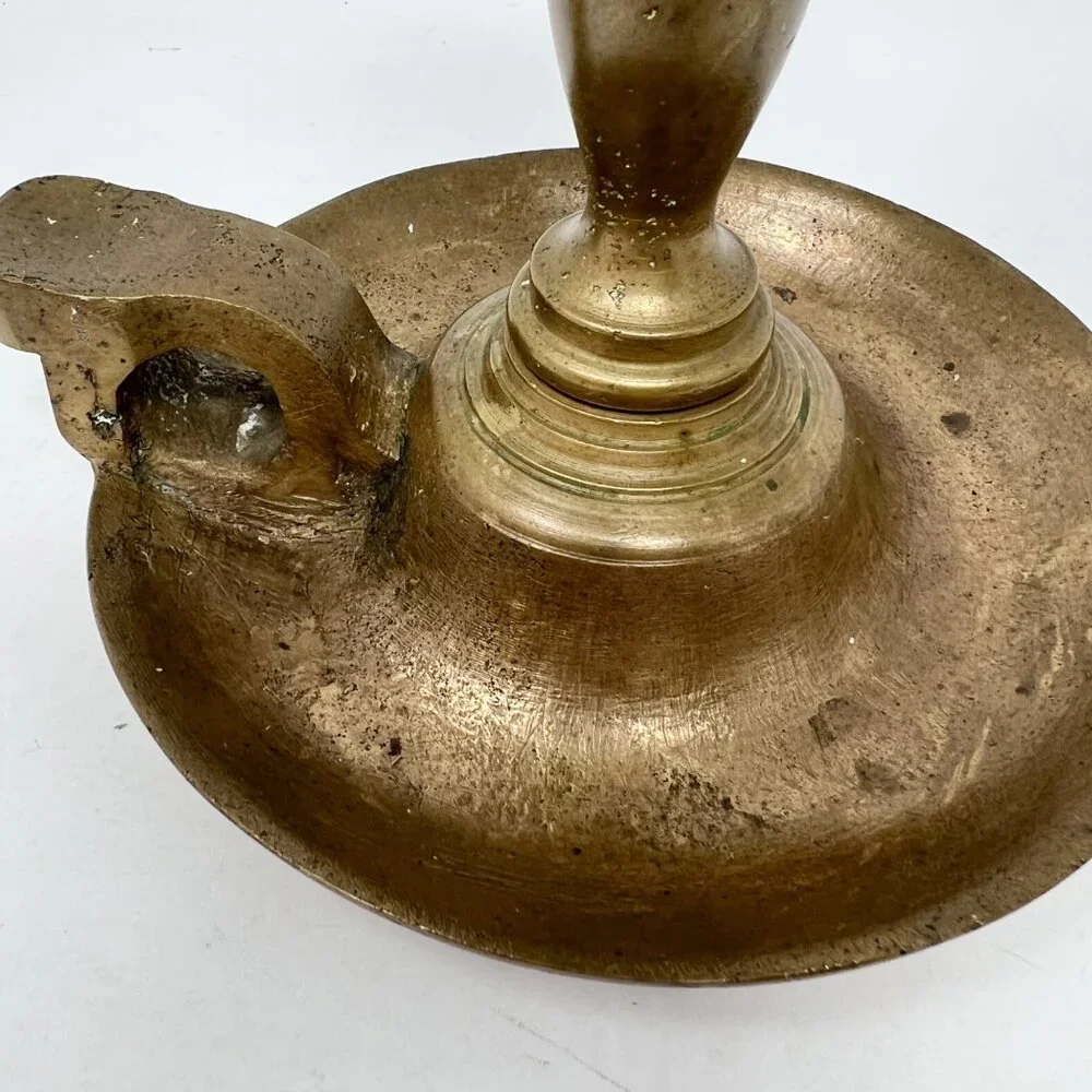Vintage Brass Chamber Candlesticks Candle Holder Pair 6.5” Rustic Heavy Handmade